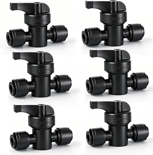 6 Pack 1/4" Inline Drip Irrigation Valves,Barbed Shut-Off Flow Control