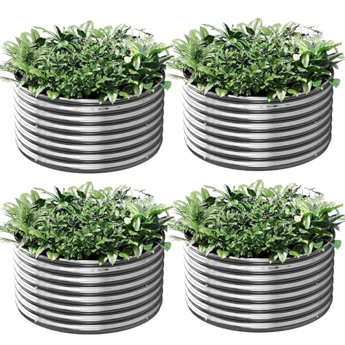 Mostmahes 4 Pack Round Galvanized Raised Garden Bed...