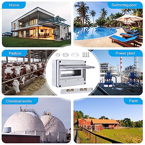 Verteilerkasten Aufputz, IP65 Wasserdichter Sicherungskasten Aufputz, ideal für Garten oder Außenbereiche, entspricht Feuchtraumstandards (8 Modulen)