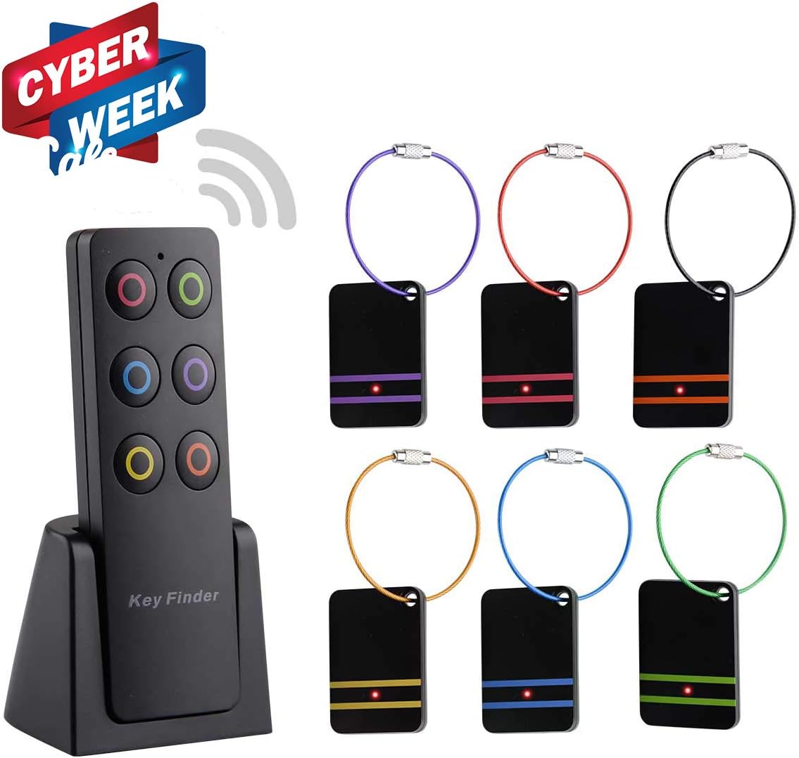 Key Finder,Mitcien Wireless Rf Item Locator Item Tracker Support Remote Control, 1 RF Transmitter and 6 Receivers - Wireless Key Rf Locator, Pet Tracker Wallet Tracker