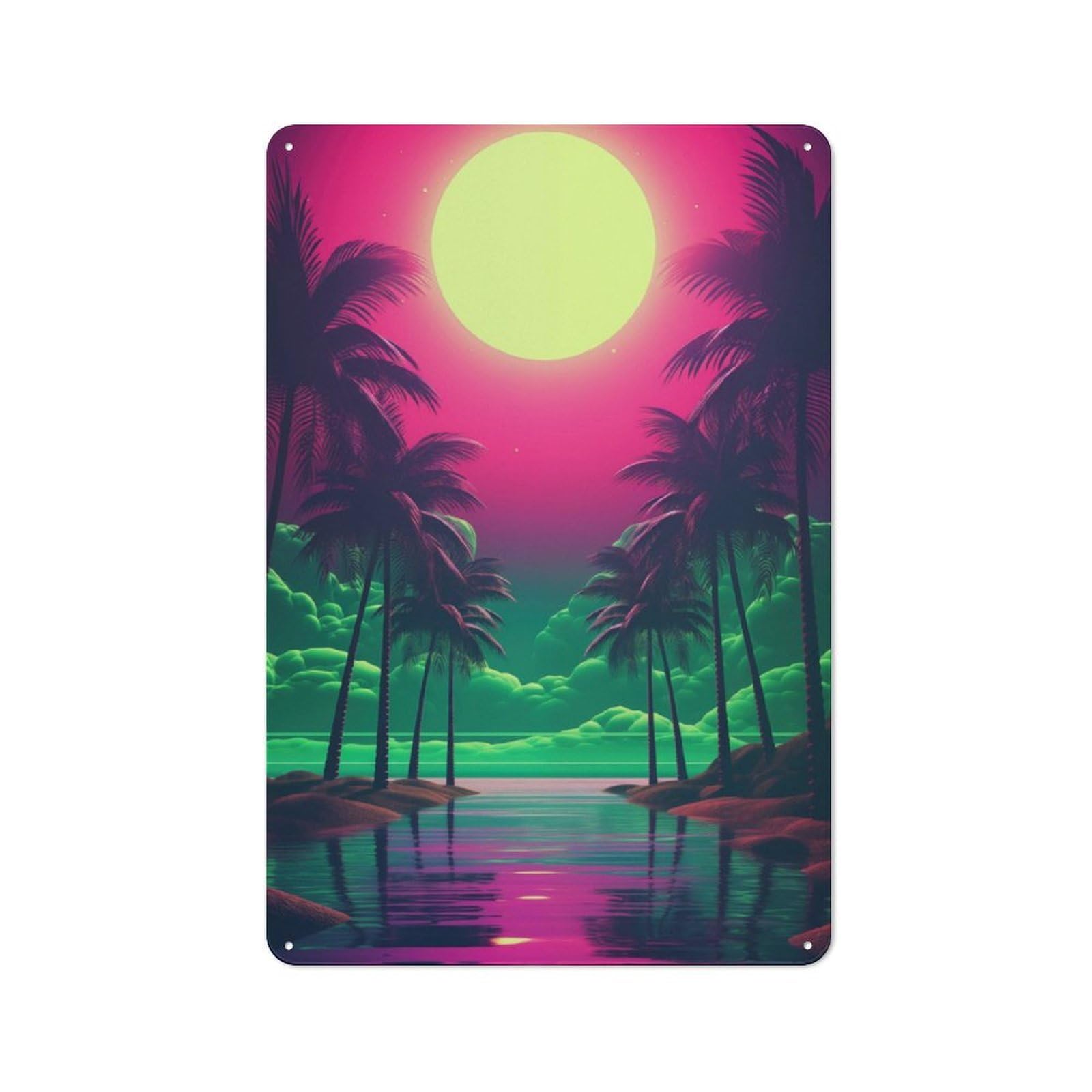 Junmoney Neon Dreamscape Elegance Metal Plaque 30X20cm With For Hallway Wall, Retro Decor, For Wall Display Collectors
