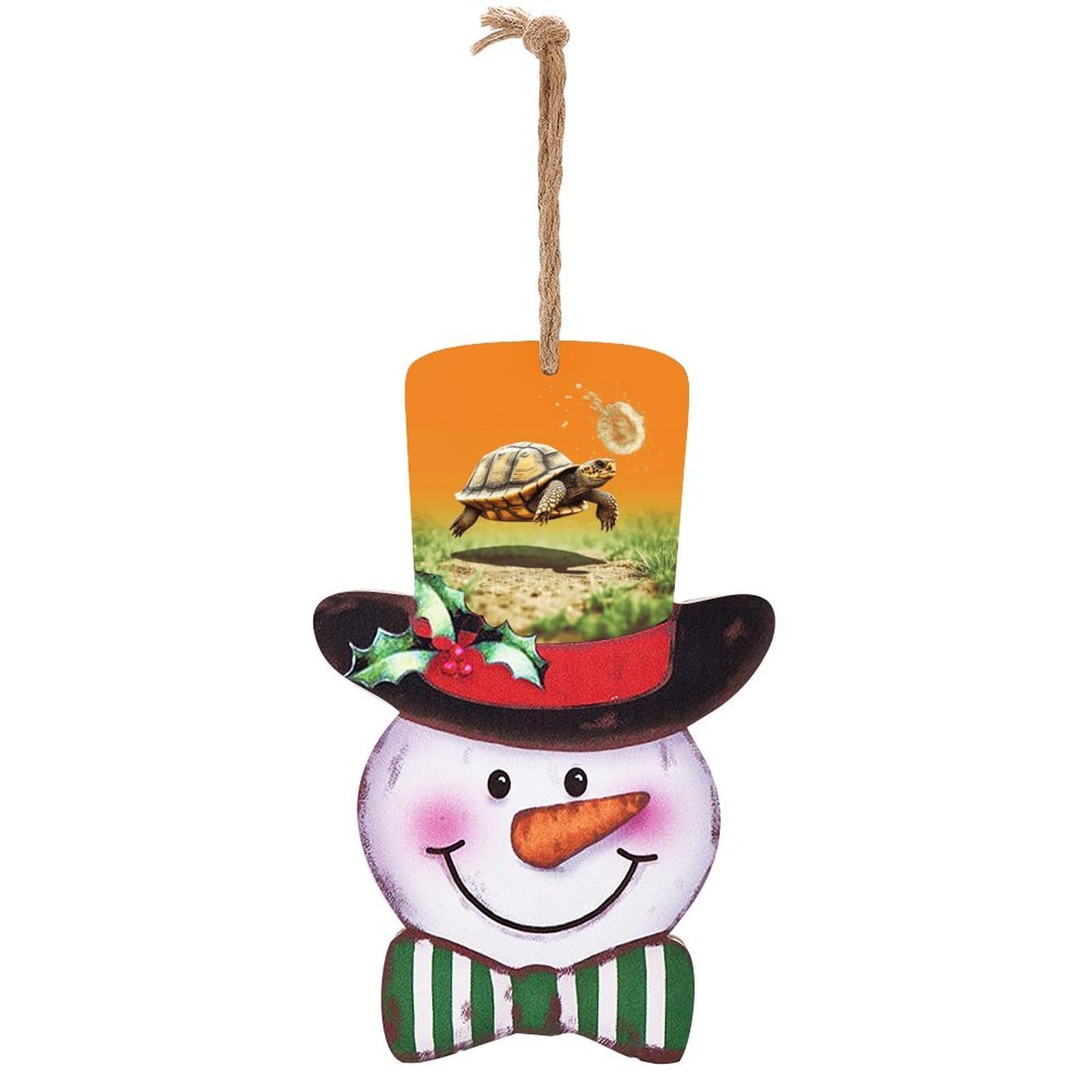 Tortoise Turtle Jumping Snowman Decor Christmas Snowmans Hanging Decors Wooden Exquisite Holiday Decoration Sign for Home Window Wall Farmhouse Indoor Outdoo