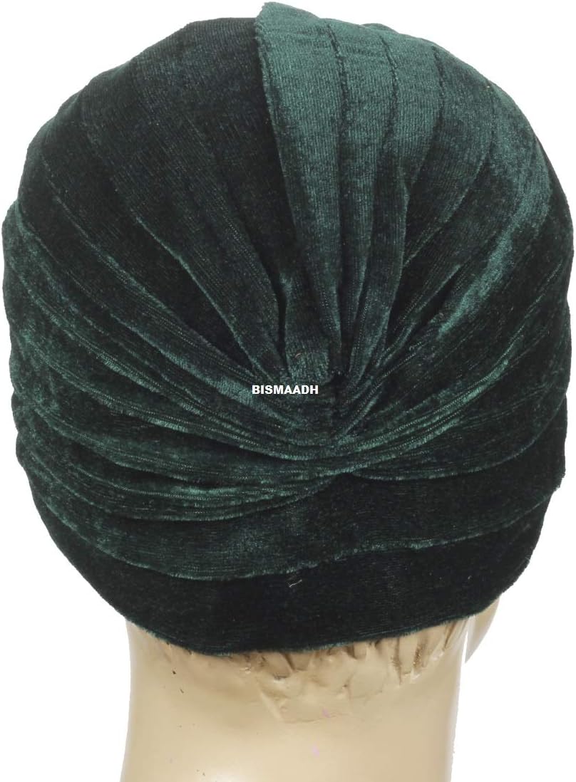 BISMAADH Soft Velvet Twisted Pleated Pre Tied Knot Readymade Turban/Pagri Chemo Cap Head Wraps-Cover for Men’s & Women’s