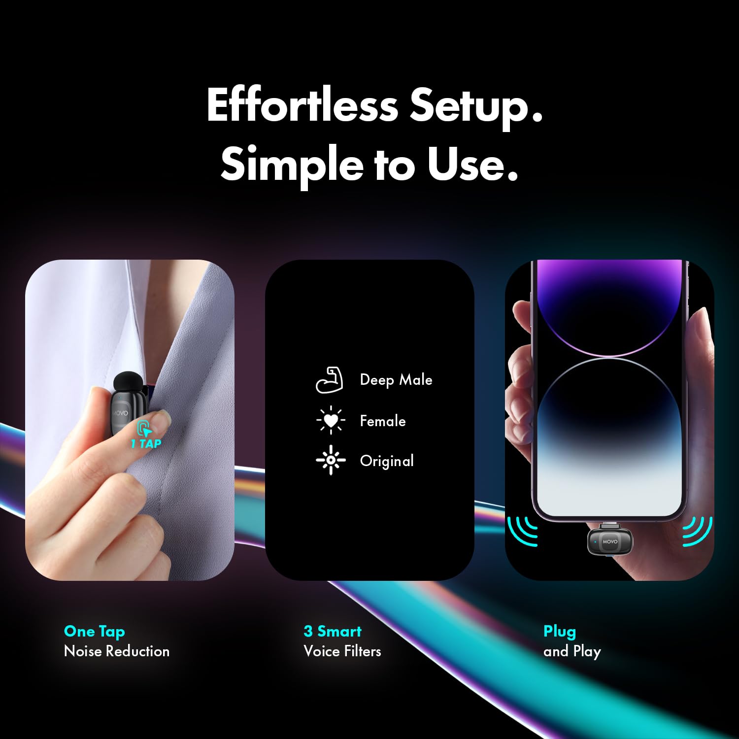 Movo NanoMic podwójny mikrofon bezprzewodowy Lightning do iPhone'a 14 i Down – mikrofon krawatowy do iPhone'a, idealny do vlogowania i TikTok