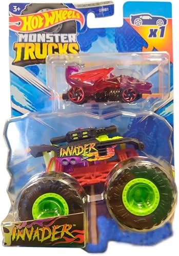 Hot Wheels Monster Trucks Invader, incluye coche Dragon Blaster