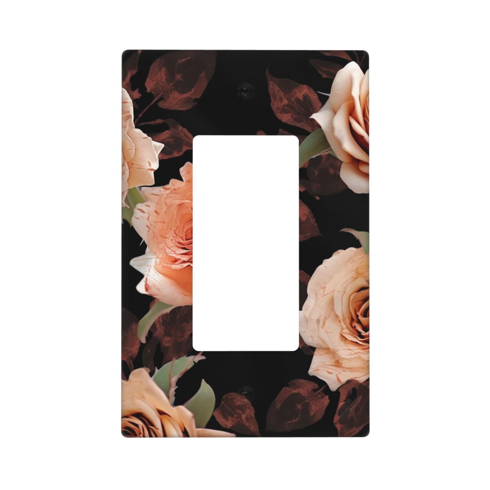 Black peach rose Wall Plate Cover 1 Gang Light Switch Cover Decorative Single Duplex Wall Plates Mid-size Decorator Blank Electrical Switch Plate Cover for Electrical Outlets