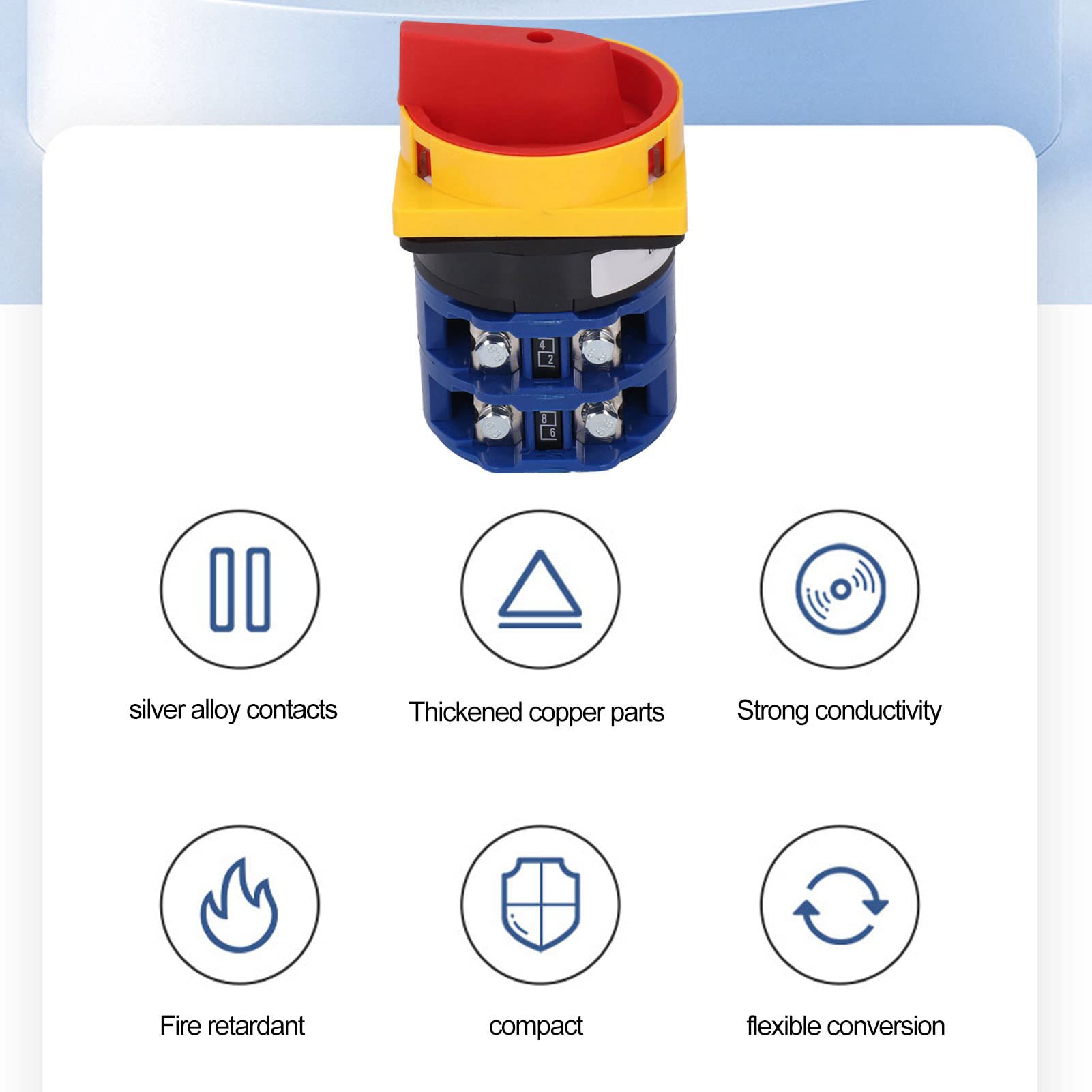 Hyuduo Universal Changeover Switch, 2 Position Selector Padlockable Cam Switch 125A AC240V 440V,Cam Selector Latching Switches On Off Power Switch Load Circuit Breaker Switch