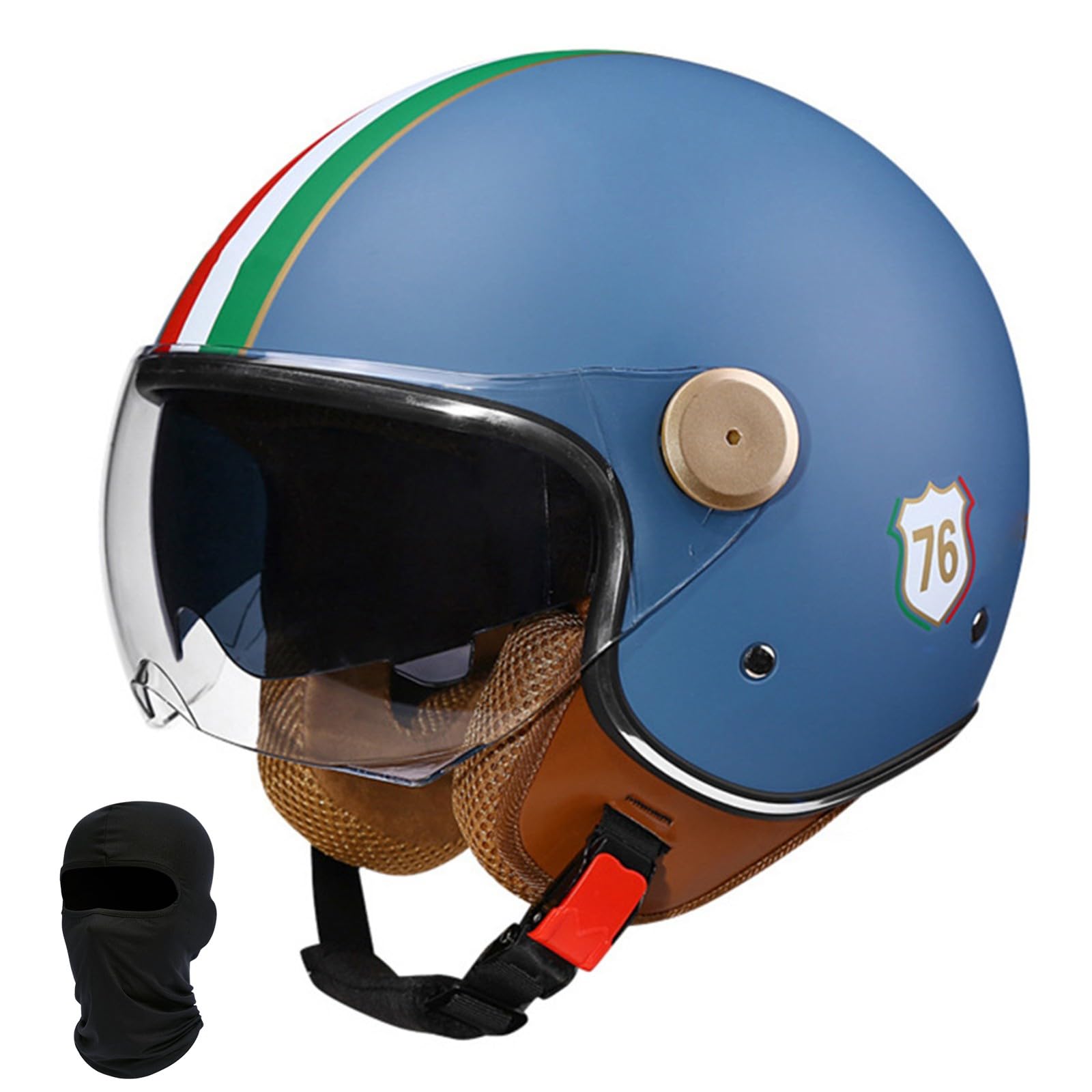 Beyswage 3/4 Open Face Motorcycle Helmet Vintage With Double Goggles Comfort Lining Earmuffs ECE Certified Crash Helmet For Adult Men Women