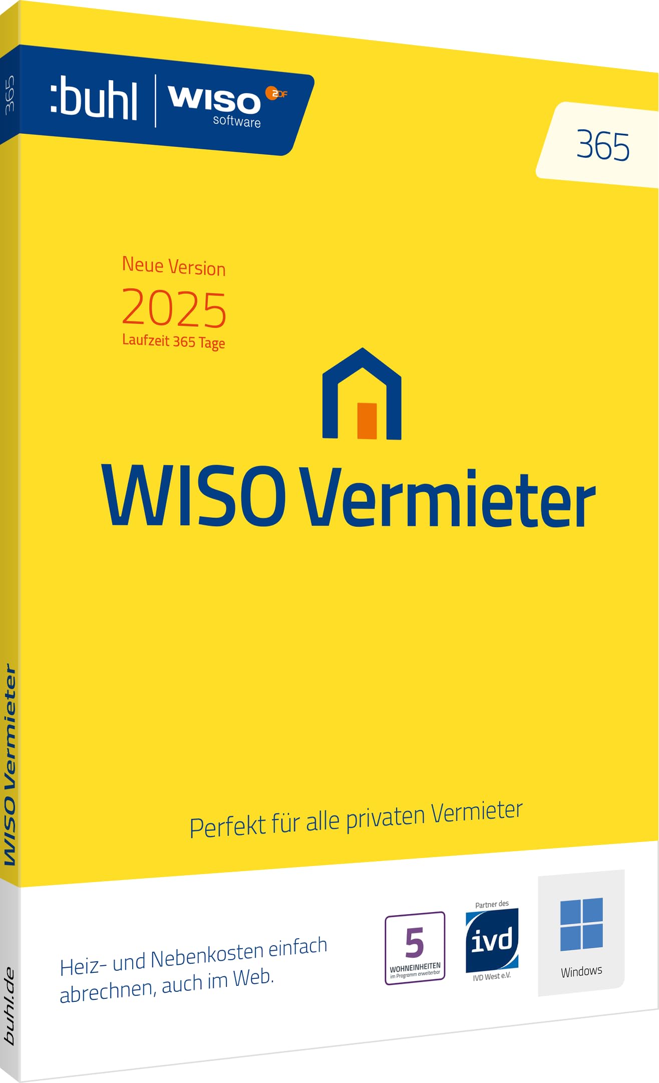 WISO Vermieter 365 | Version 2025 | Alle Abrechnungszeiträume | Nebenkosten und Heizkosten korrekt abrechnen | Für private Vermietung | Windows CD-ROM inkl. Web-Version |