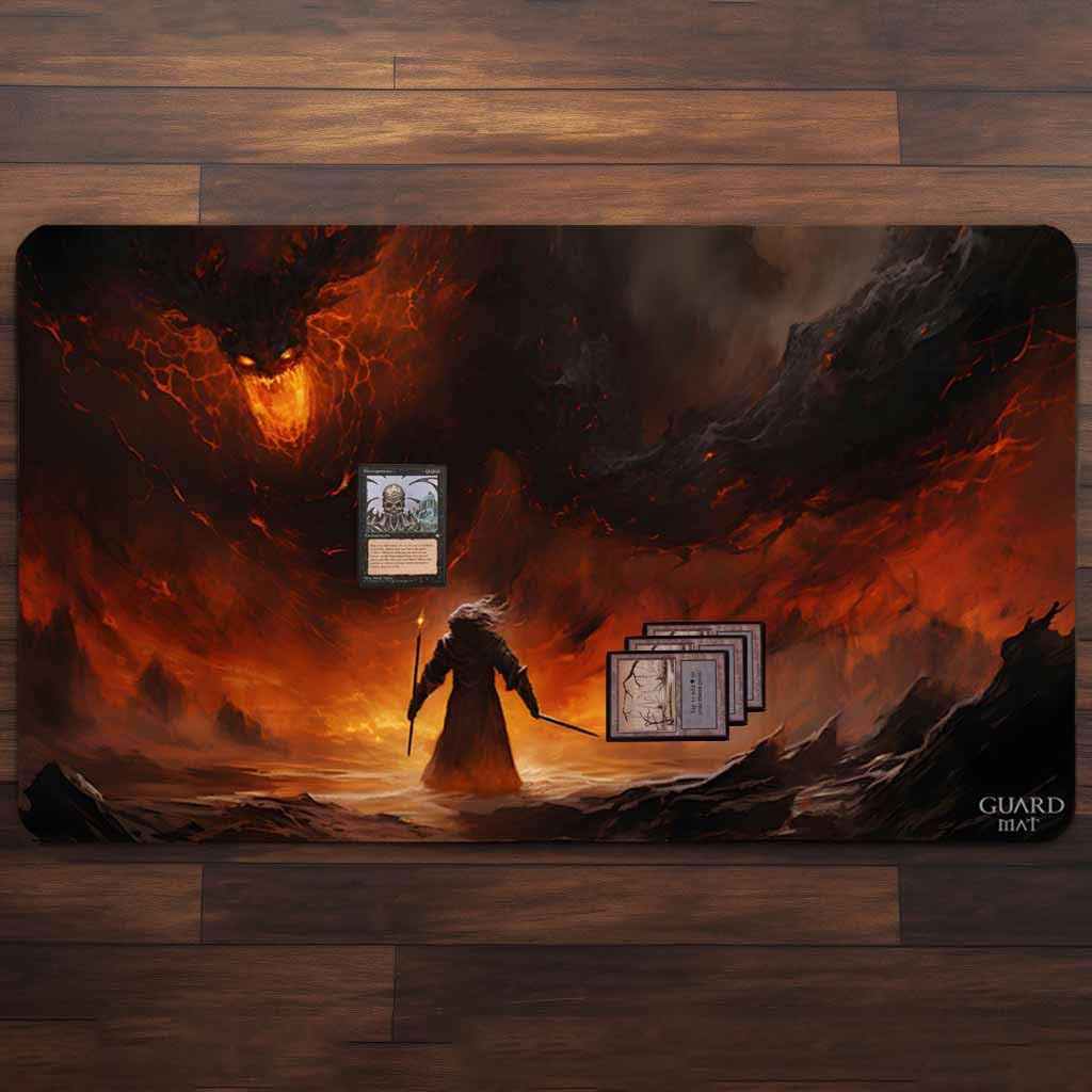 The Shadow and The Flame (Bords Cousus) - Tapis de Cartes Magic - Tapi de Jeu - Playmat pour Jouer à MTG, Le Seigneur des Anneaux, TCG - Tapis de Jeu de Société