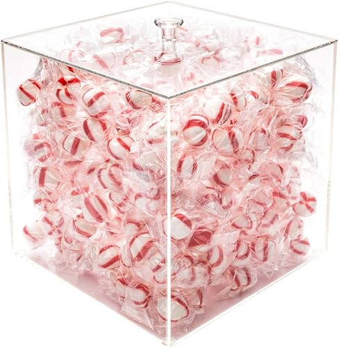 Clear Tek - Contenedor grande de acrílico transparente para caramelos, caja de exposición, 7 34 pulgadas x 7 34 pulgadas x 7 34 pulgadas, 1 caja