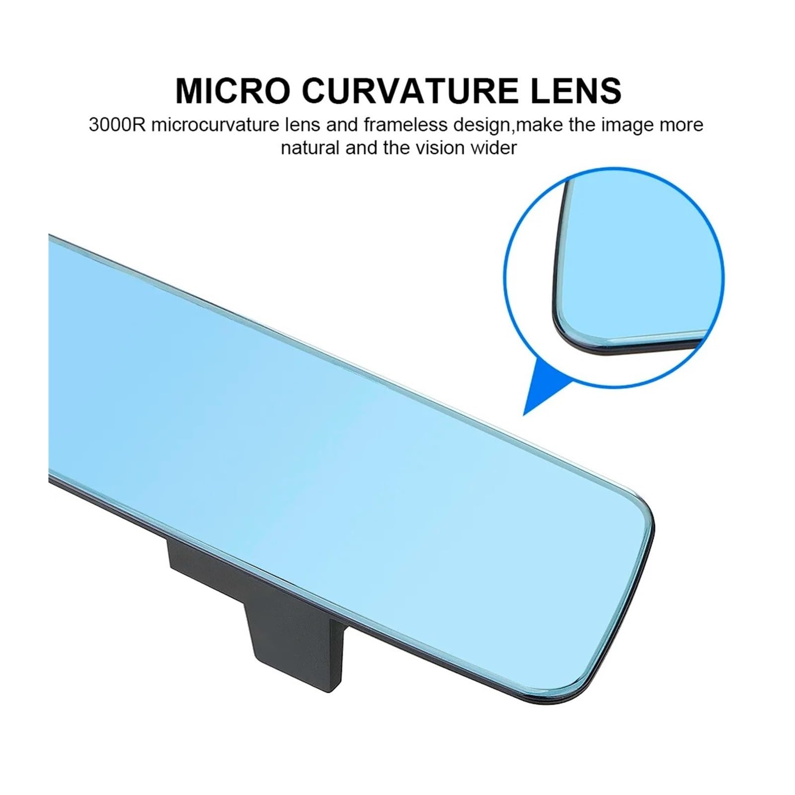 Retrovisore interno auto Specchietto Retrovisore Per Auto Senza Cornice Antiriflesso Grandangolare Vetro Microcurvo 2.5D A Schermo Intero Accessori Per