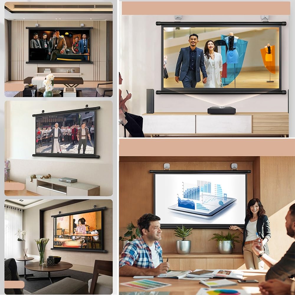Schermo Videoproiettore,Schermo Proiettore Portatile per Esterni 16:9, Schermo Cinematografico Pieghevole Antipiega per Casa,Ufficio,Aula(134cm)