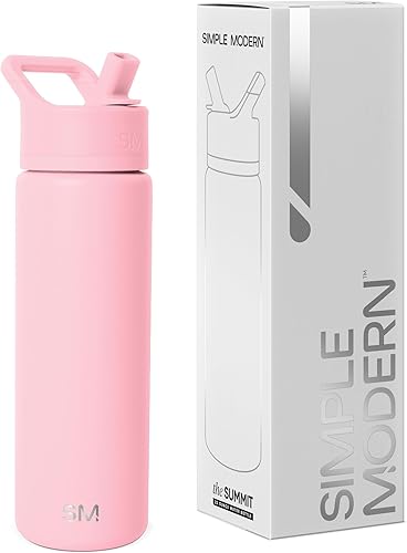 Simple Modern botella de agua reutilizable con tapa con pajilla, termo de acero inoxidable con aislamiento al vacío, para gimnasio, viajes y