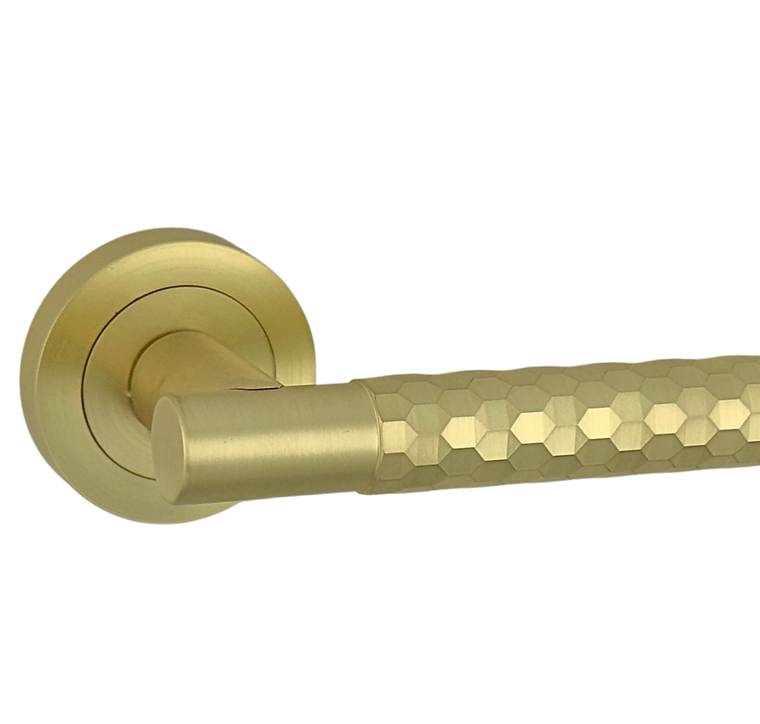 AXS Montana Internal Door Handles on Rose – Lever Handle Pair or Set for Wooden Doors – Modern Concealed Fix – Fits Standard UK Tubular Latch (Satin Brass, Handles)