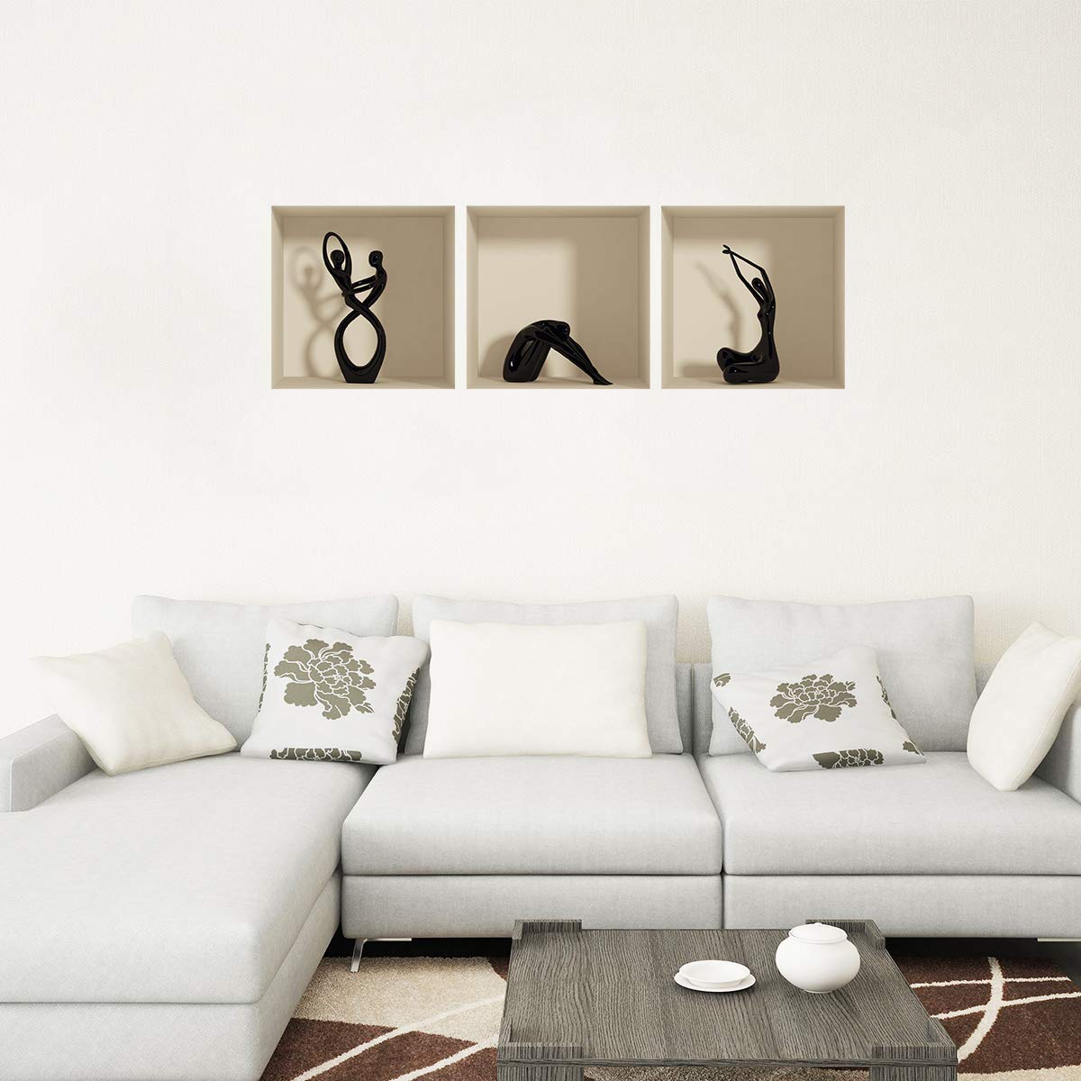 Stickers adhésifs 3D | Sticker Mural Autocollant Statues - Stickers muraux Chambre Adulte - Stickers muraux 3D - Decoration Murale Salon - Autocollants muraux Trompe l'oeil Statues| 30x90cm