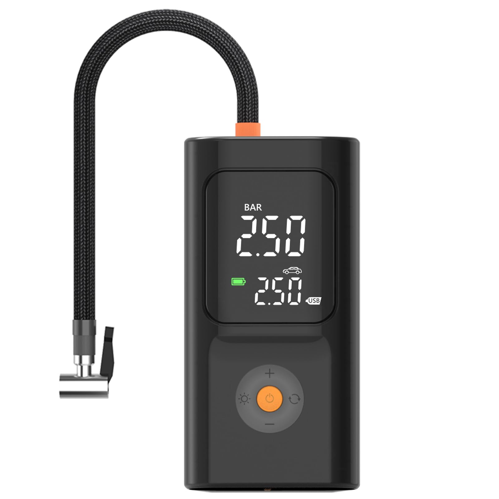 PARDUS Compresor de aire portátil para neumáticos, bomba de aire de 150 PSI para neumáticos de coche con manómetro digital, bomba de neumáticos de bicicleta con luz LED y función de parada