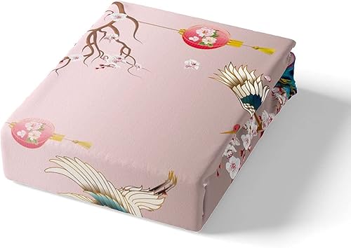 Miniatura 4 de Erosebridal Juego de funda de edredón de estilo japonés, decoración de flor de ciruelo, tamaño matrimonial, diseño floral de plumas de pavo real,