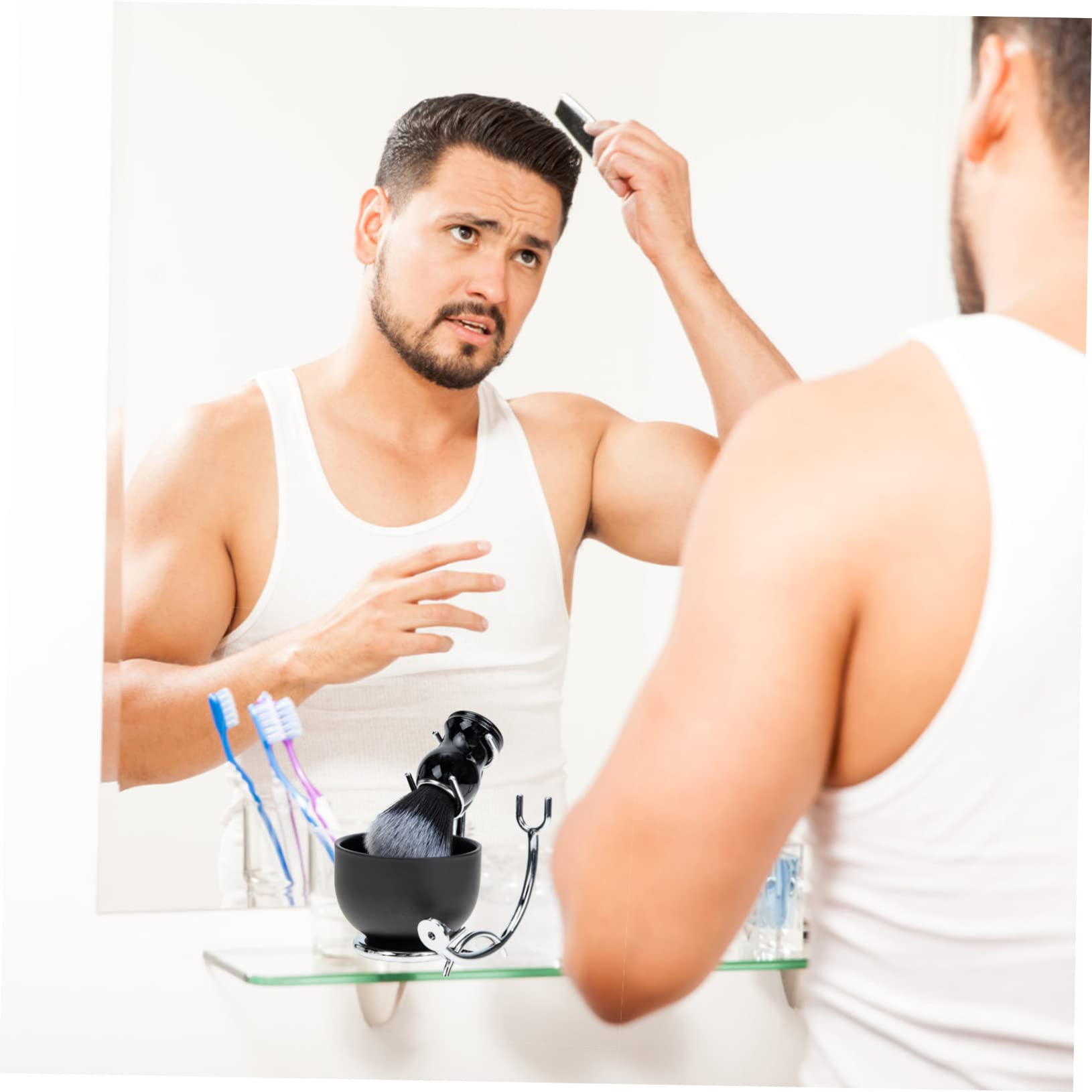 Healeved Pennello e Ciotola da Barba per Uomo Pennello per Barba Tazza per Ciotola per Kit da Completo
