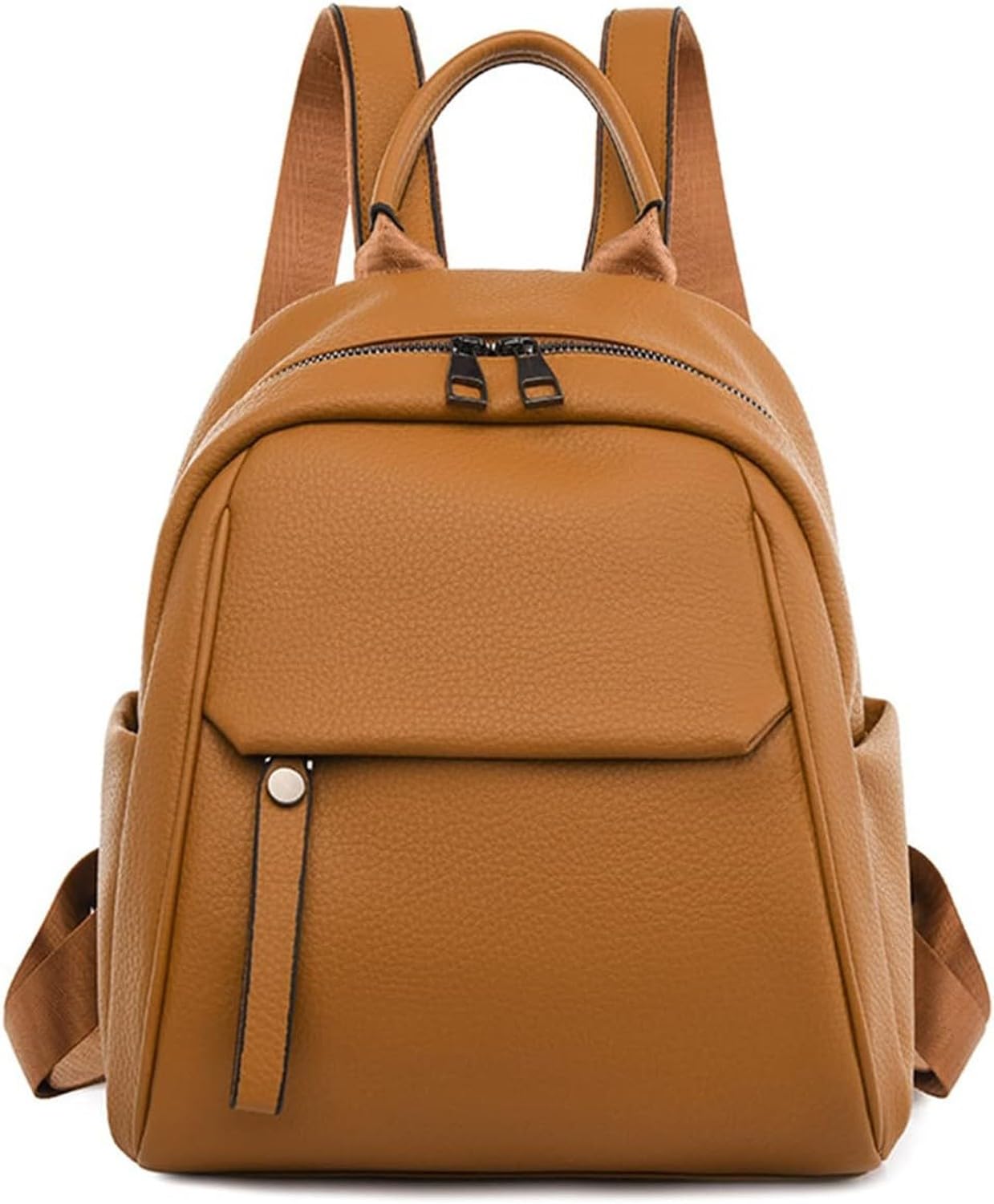 AIEIJJH Women Small Leather Backpack Purse Pu Casual School Bag Book Rucksack for Teenage Girls Daypack Travel Handbag, Yellow Brown,small