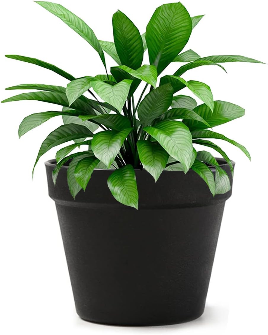 HOBBYMATE Planter Pot 6 inch Plastic, for Tabletop Countertop Planter & Hanging Planter Macrame & Metal - Pack of 2 Black Color : Patio, Lawn & Garden