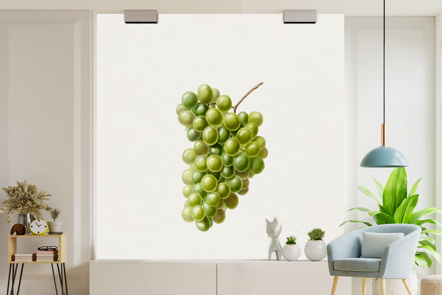 Selbstklebend Tapete Wandpapier Wandaufkleber Fototapete Tapeten Wanddeko 350x350 cm Weintrauben - Obst - Grün