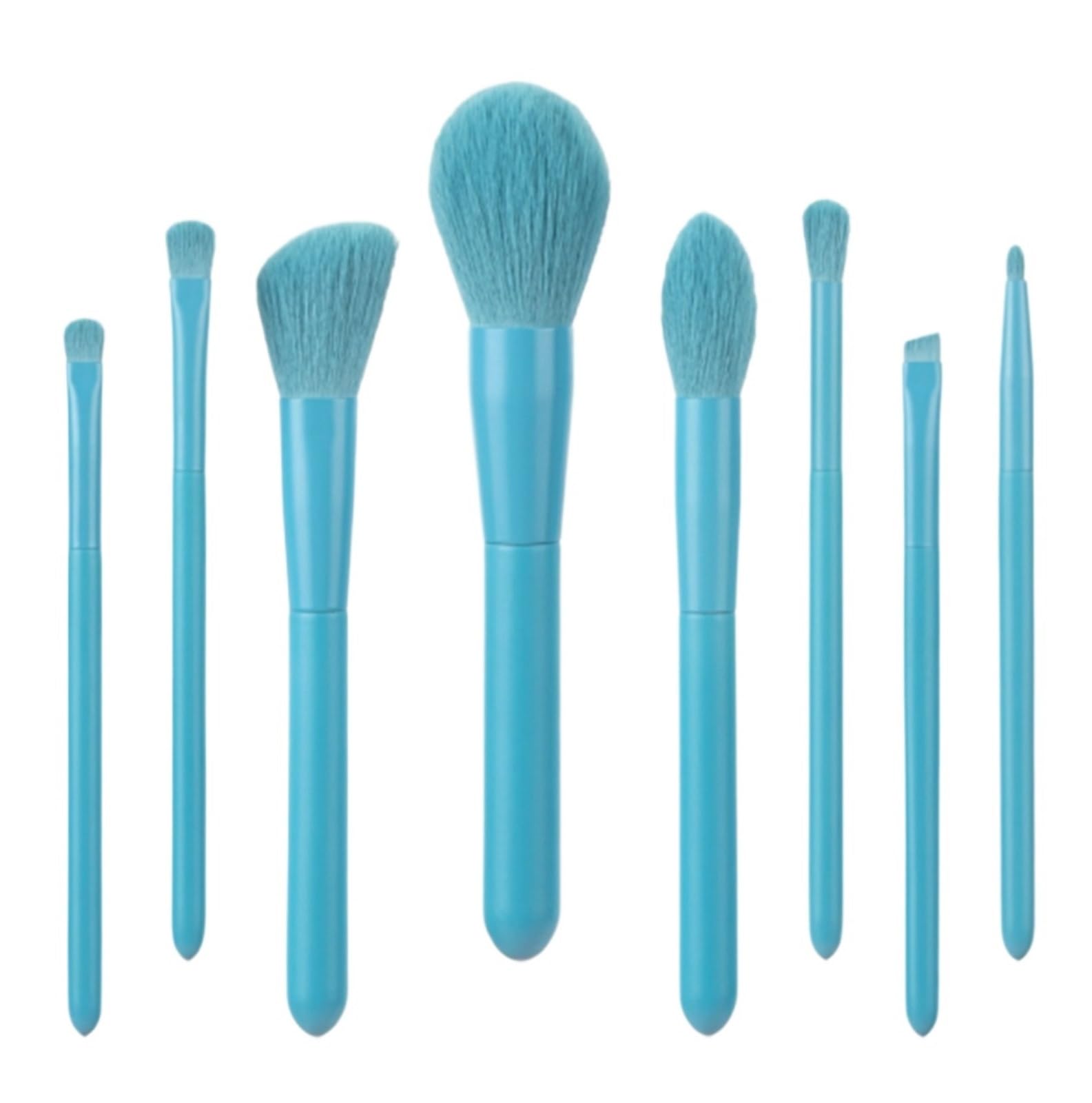 Set Pennelli Make Up Trucco Set Di Pennelli For Il Trucco Da 8 Pezzi For Occhi E Viso, For Contorno Con Setole Morbide Manico In Legno Viaggio Professionali(Blue)