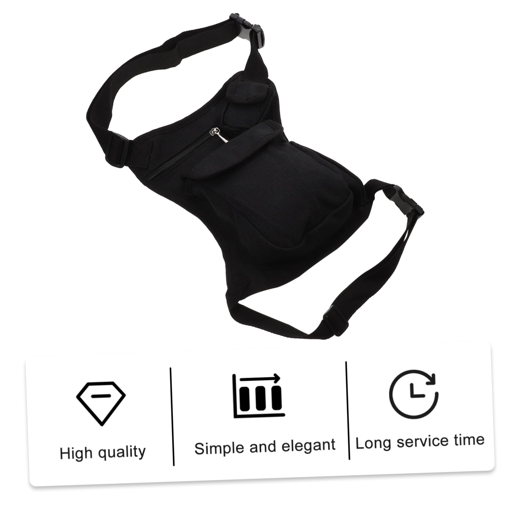 Riñonera Pierna Hombre de Lona Negra, Cómoda y Multi-Funcional para Actividades al Aire Libre y Aventura