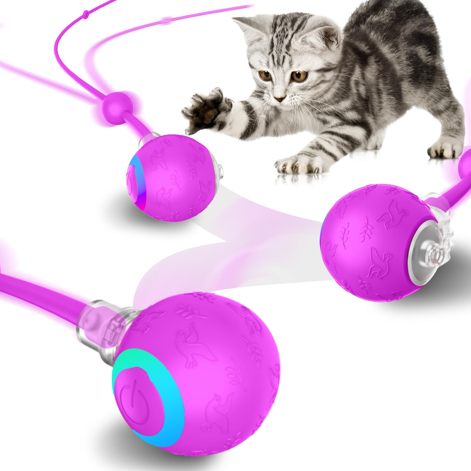 Pelota interactiva elimina aburrimiento gatos juguetes automáticos recargables morados