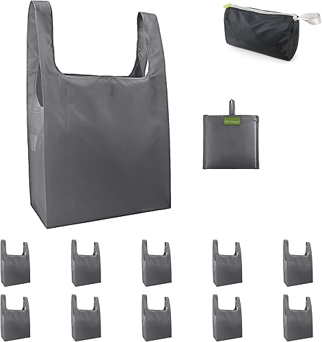 Vista 126 de BeeGreen Bolsas para comestibles, lavables a máquina, paquete de 12 bolsas extragrandes reutilizables, resistentes, plegables con banda Moss Marrs