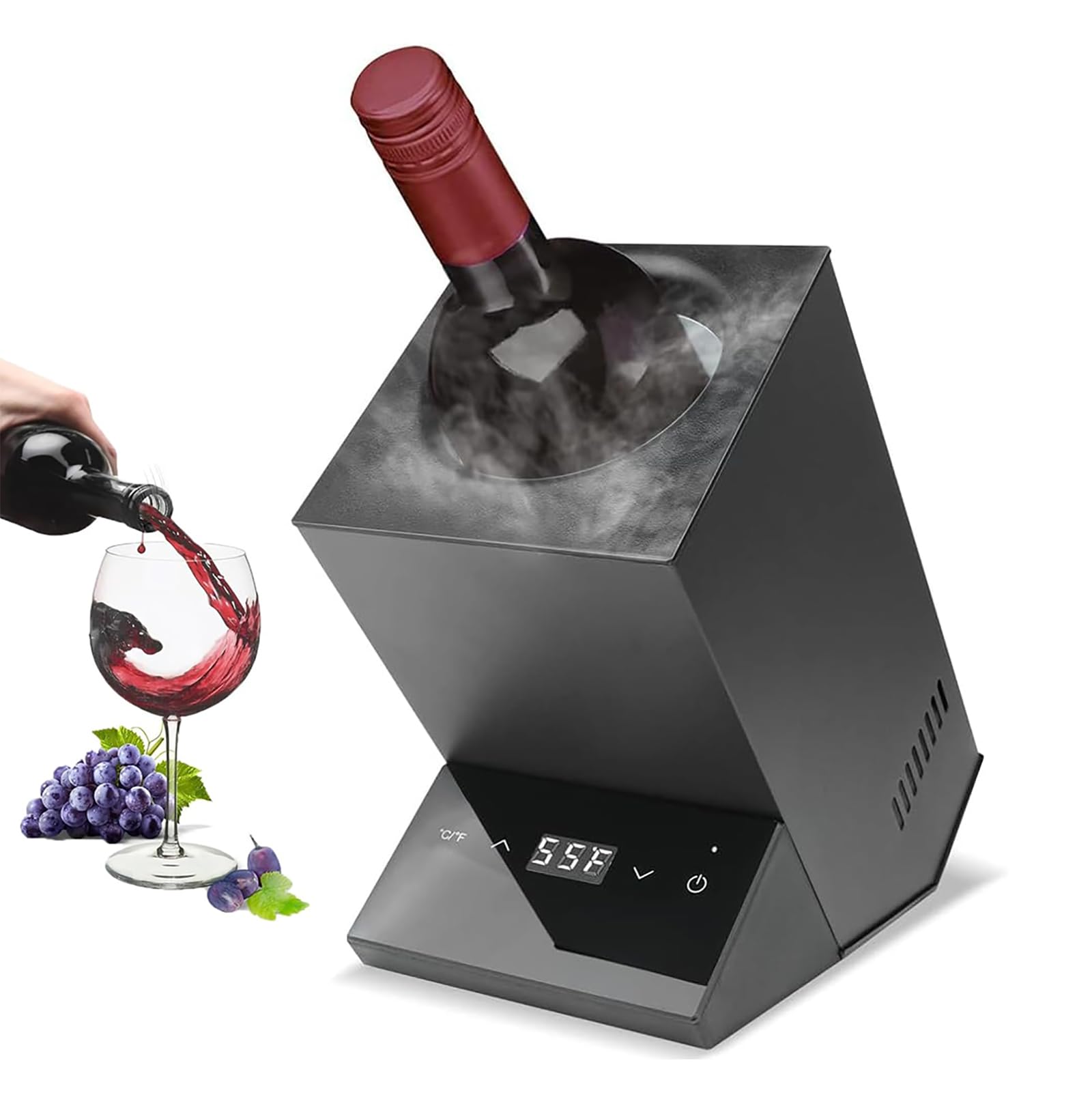 Enfriador de vino eléctrico, enfriador de botella individual para 750 ml con control táctil LCD, regulación de temperatura de 5.0-17.8 °C, acero inoxidable para el hogar, coche, fiestas, regalo