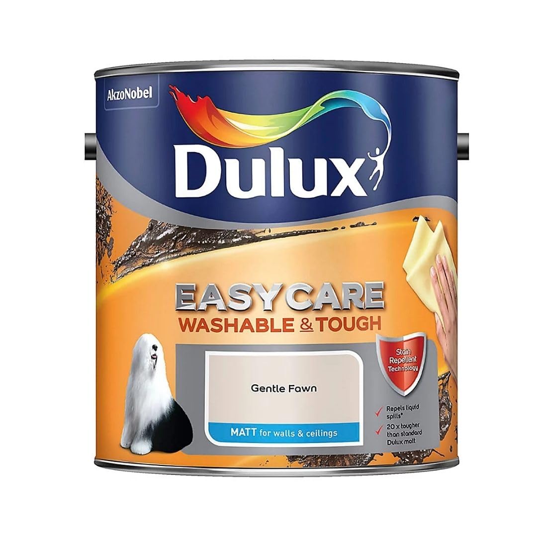 Gentle Fawn Dulux Easycare Matt Emulsion Paint 2.5L – Washable & Stain Resistant, Durable Matt Finish, Quick Dry, Low Odour Interior Wall & Ceiling Paint