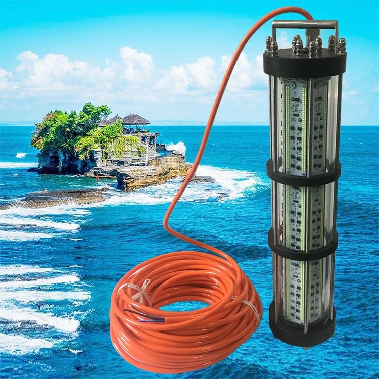 ZVZ Green UltraBright 3000W Underwater Fishing Light - 390K LM LED Fish Attractor for Night/Ice Fishing, Boat, Dock - IP68, 20M Cable, 50K Hrs (Crappie/Snook/Squid) - Salt/Freshwater