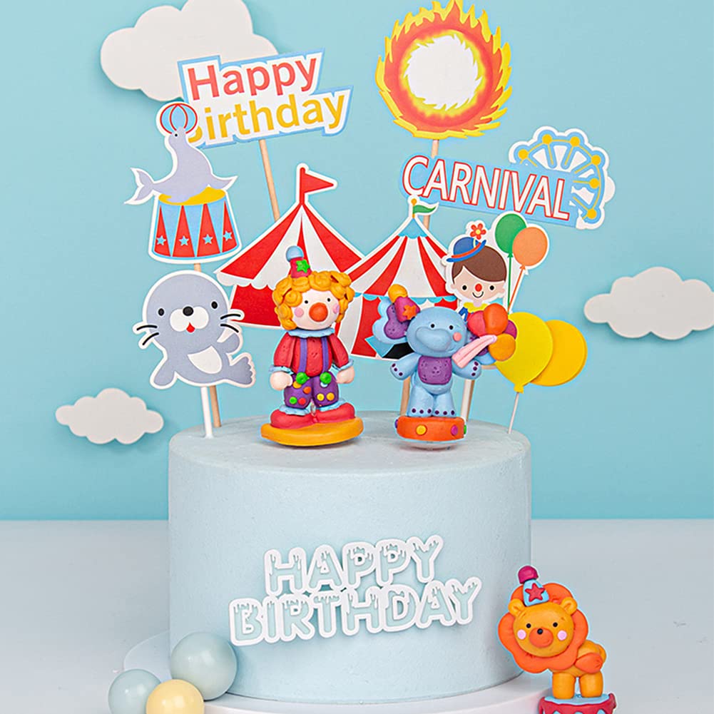 Zirkus Cake-Topper Set – 9-teilige Torten-Deko Mit Tieren & Clown Für Kindergeburtstag