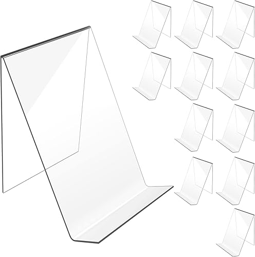 Paquete de 12 soportes de acrílico transparente para libros, soporte de exhibición para álbumes de fotos, libros, hojas de música, cuadernos, obras