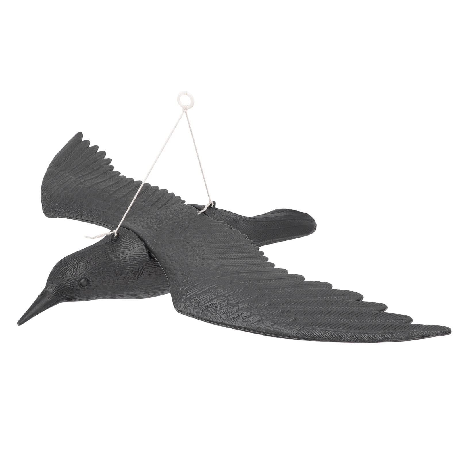 WOHPNLE Realistic Hanging Crows Decoy, Crow Vivid Lifelike Waterproof Crow Decoration Plastic Crow Decoy for Outdoor Garden Courtyards