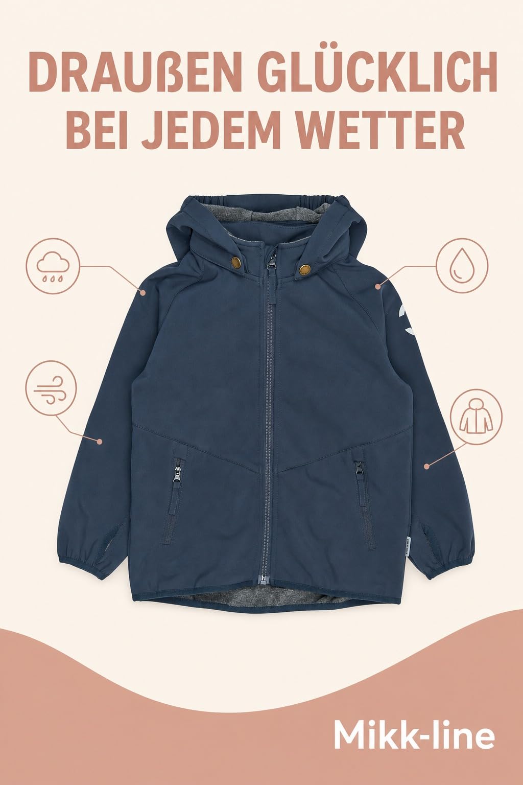 Mikk-line Wodoszczelna kurtka softshell dla dzieci (80-152) | wiatroszczelna, oddychająca kurtka softshellowa dla dziewcząt i chłopców | polarowa kurtka outdoorowa z odblaskami
