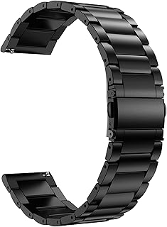KRFITYA Titanium Band Compatible with Galaxy Watch 3 45mm/Galaxy Watch 46mm, Men 22mm Titanium Metal Quick Fit Business Watch Band for Gear S3 Frontier/Classic, Black