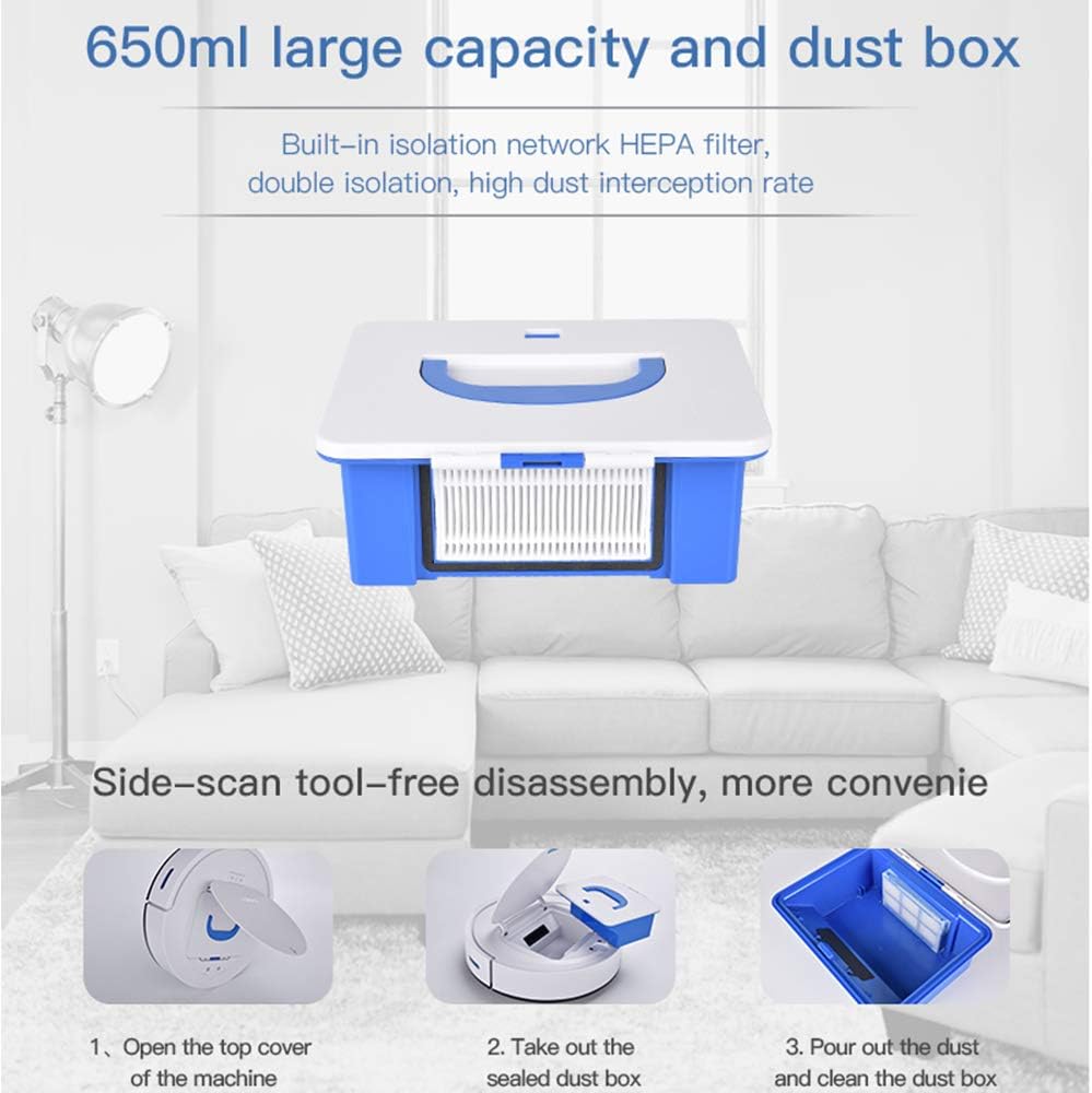 KONKA Robot Vacuum Cleaner 650ml large capacity dust box with HEPA filter