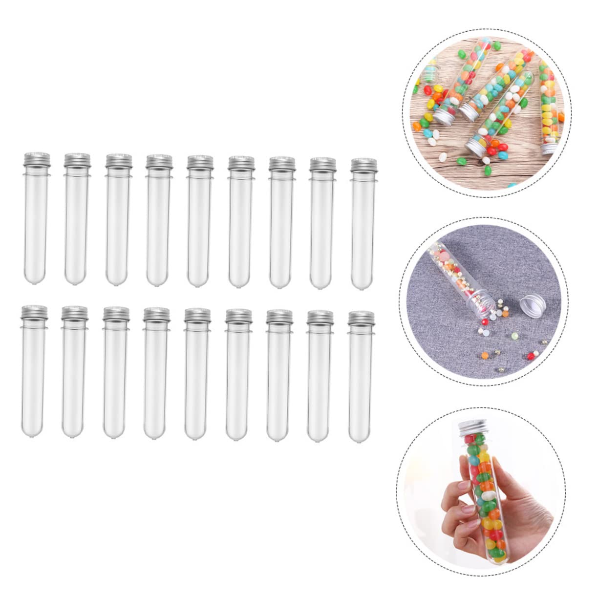 Beaupretty 50 Piezas Botella de Tubo de Ensayo para Baño y Dulces Transparente Tubos de Almacenamiento de Pet de Ensayo