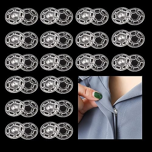100 Sets Sew-on Snap Button GTAAOY Fasteners Press Snap Button for Shirt Resin Plastic Nylon Invisible Sewing on Snap Button with Storage Box for Clothing, DIY Craft, Baby Bibs, Transparent-10mm