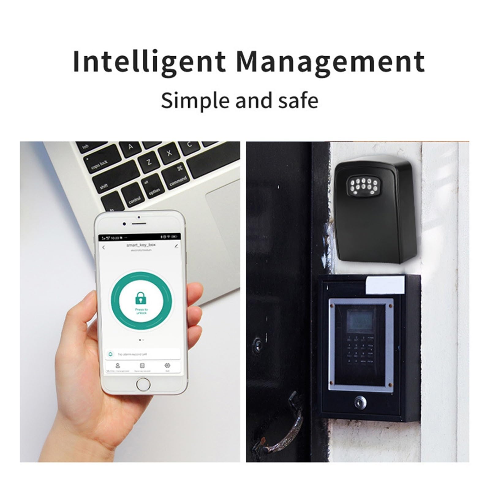 Piccola cassaforte per Chiavi della Tua casa Intelligente, Scatola segreta con codice di Sicurezza, sblocco Tramite App, cassaforte Impermeabile da Parete per Chiavi, per casa, uff