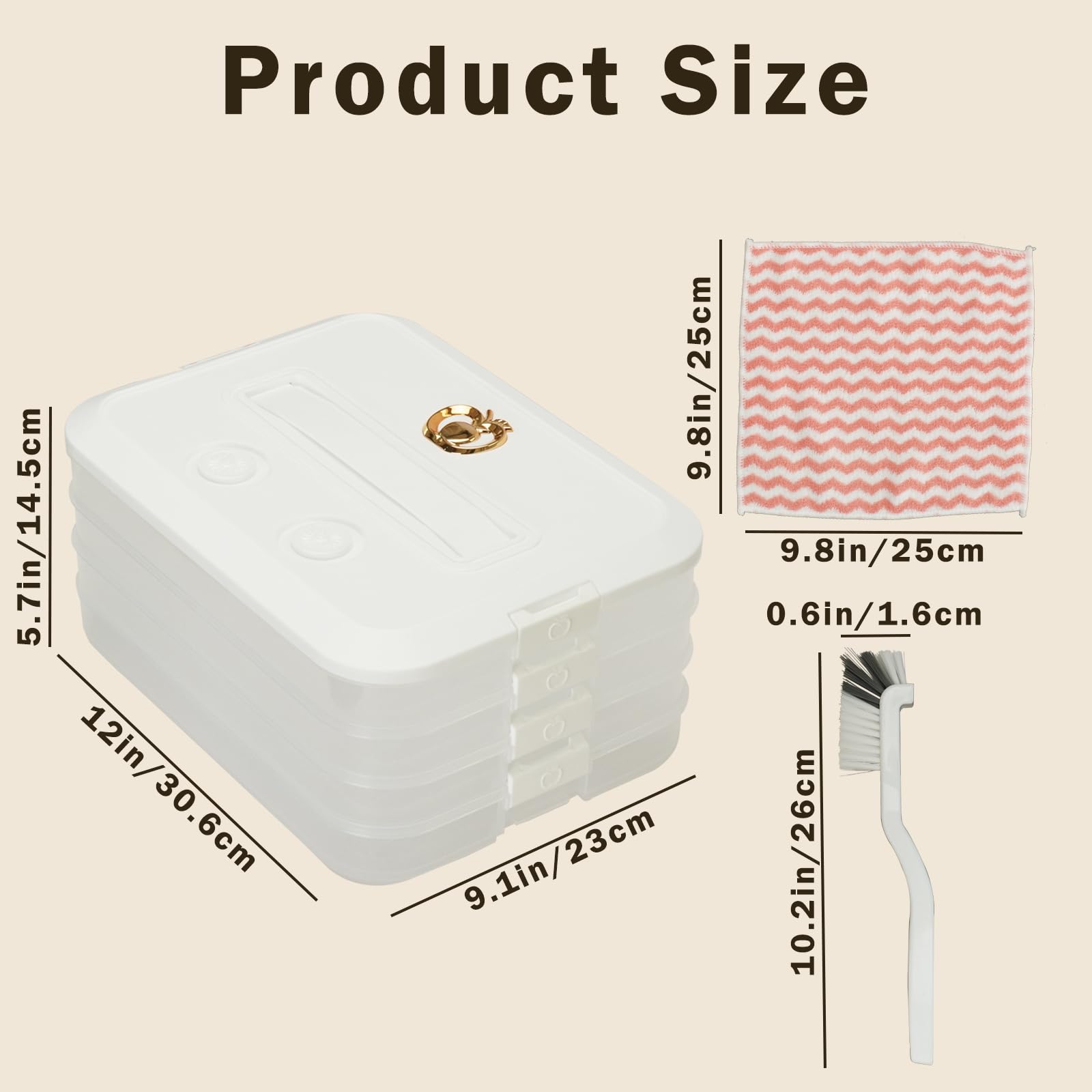 LAGAHS Contenitori per alimenti a 4 strati con coperchi ermetici spazzole e panni per la pulizia, porta snack per mantenere freschi, contenitori in plastica per cupcake, biscotti, pizza, gnocchi