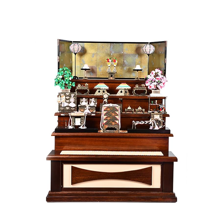 Amazon | 【雛人形十五人飾】七段飾 万葉雛 木製段：十番親王 三