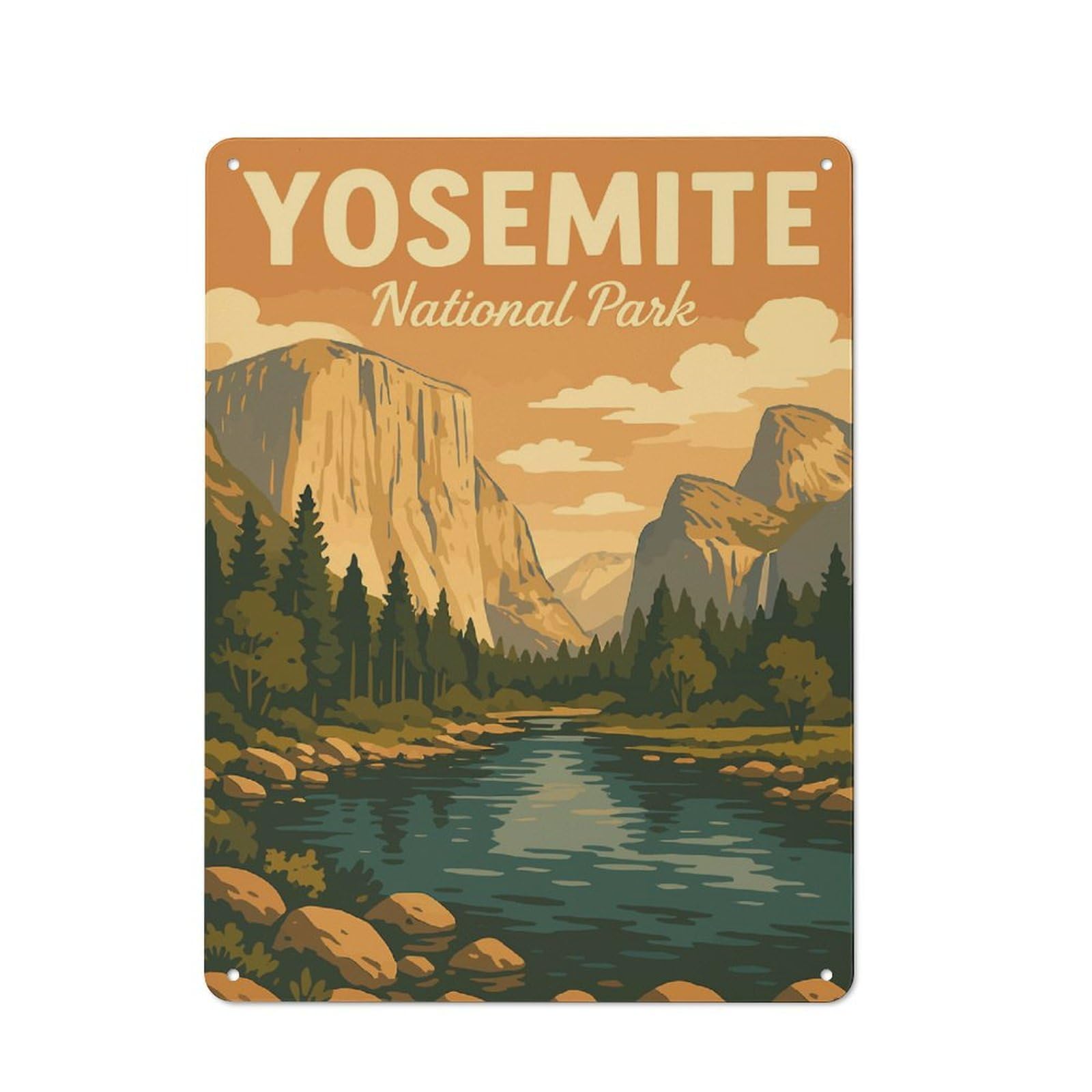 Junmoney Style-19 Yosemite National Park Vintage Travel Poster Retro-Style Printed Metal Sign 40X30cm For Hallway Wall, Winter Wall Decor For Wall Display Collectors
