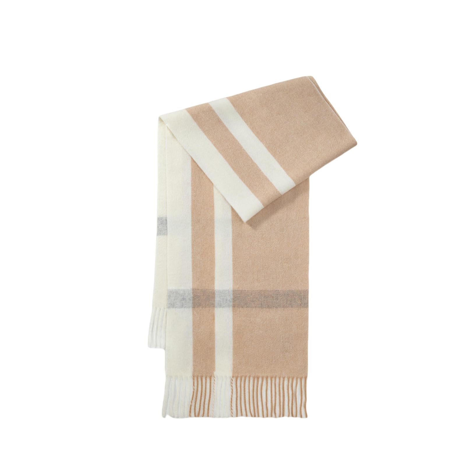 Sciarpa da Donna Donna, Autunno Inverno, Scialle Scozzese di Fascia Alta, Versatile, Calda, con Nappe-Cammello + Riso-190 * 31 Cm (Compresa La Barba)