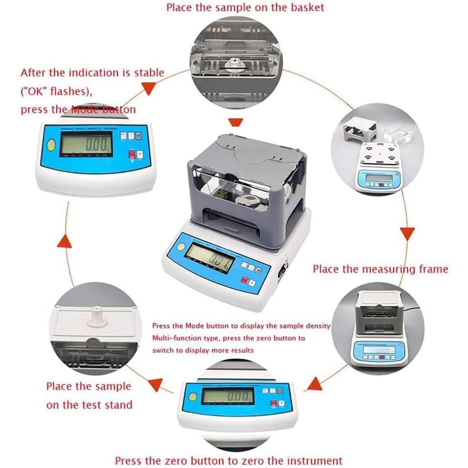 Densimetro solido di Digital, alta precisione 0.001g/cm3, gamma 0.01g~300g per granuli di gomma plastica, misura rapida