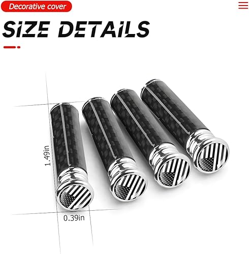 Miniatura 2 de BELOMI 4 pomos de bloqueo de puerta de automóvil, cubiertas de fibra de carbono, cubierta decorativa para pernos de barra de automóvil, accesorios