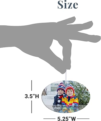 Miniatura 5 de Let's Make Memories Adorno de Navidad ovalado con foto personalizada, decoración navideña de recuerdo, foto personalizada, mensaje