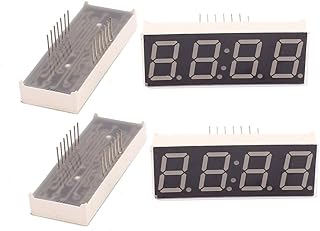 Aexit 4 Pcs Batteries, Chargers & Accessories 4 Bits Common Anode Digital Tube LED Display Module with Power Converters Clock Display